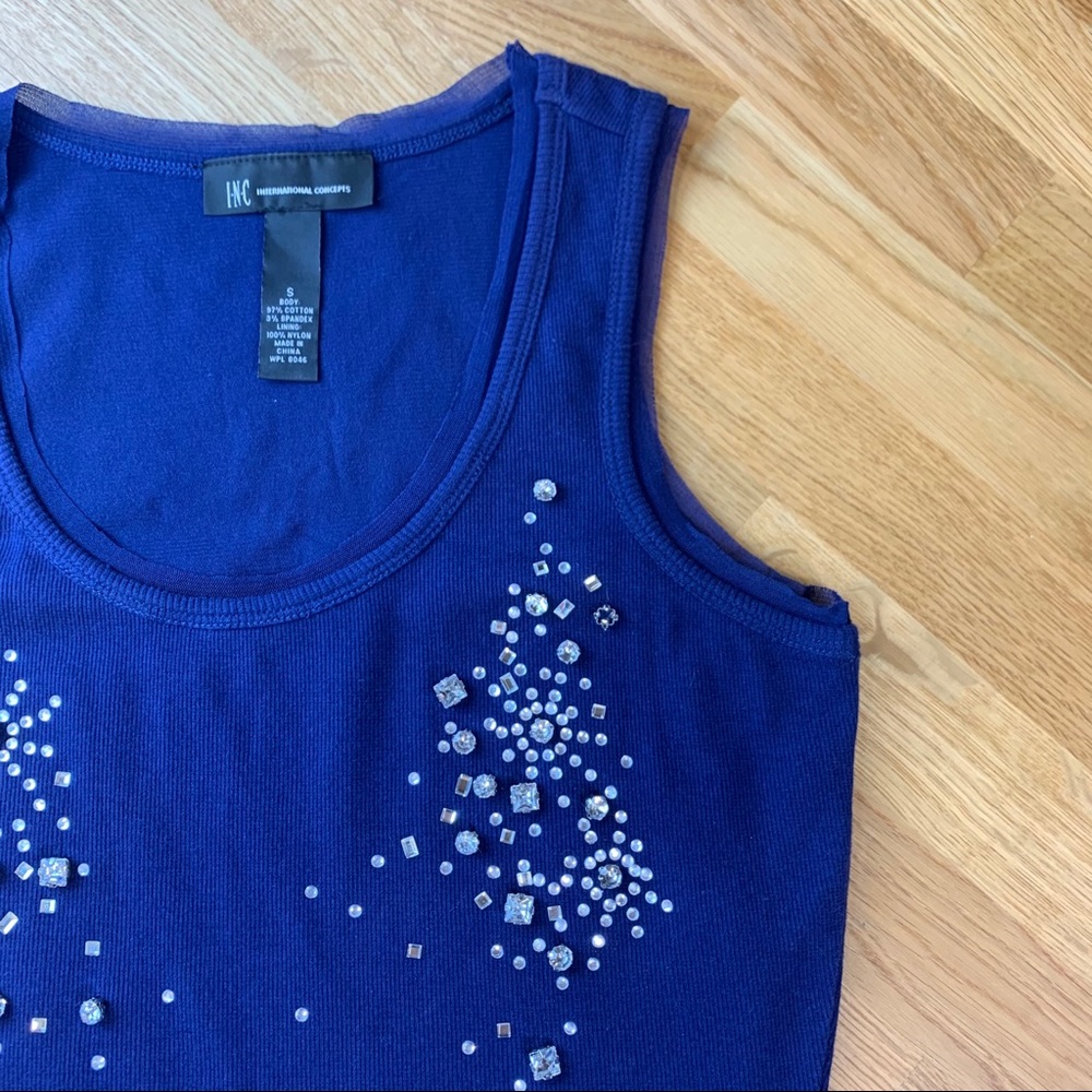 S INC New Navy Rhinestone Tank Top - Picture 3 of 10